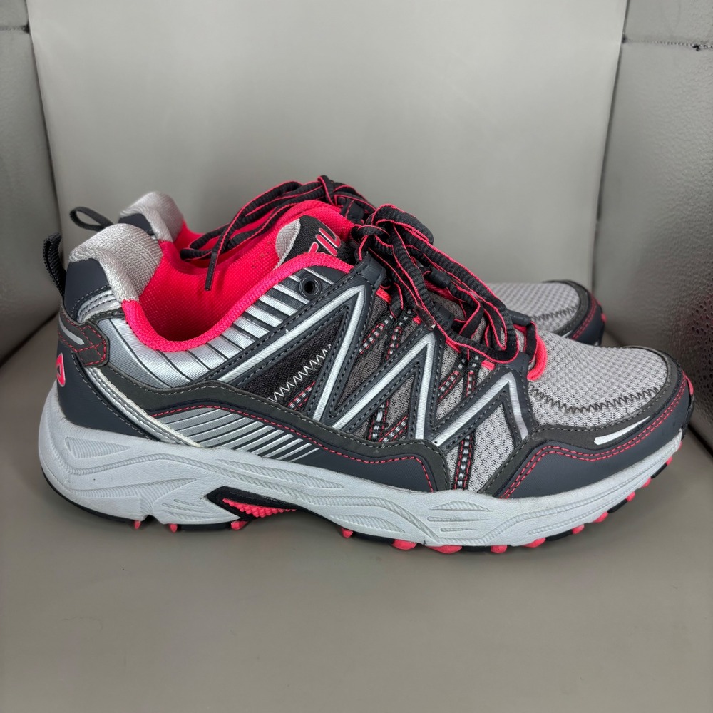 Fila Women's Running Shoes Gray Pink Lace‎ Up Athletic Sneakers Size 9.5